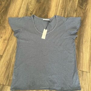 NWT Michael Stars Jana Scoop Flutter Sleeve Top Blouse Blue Lake OS